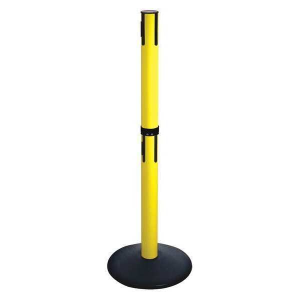 Belt Barrier Rcvr. Post, Yellow, Cast Iron
