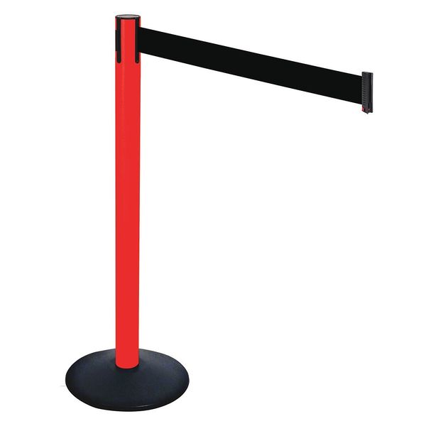 Barrier Post, 40inH, Black Belt, 3in Belt W