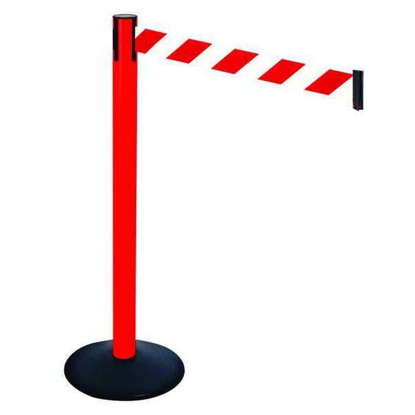 Barrier Post, 40 in. H, Red/White Belt