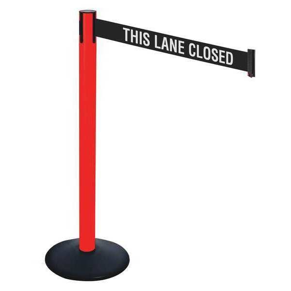 Barrier Post, 40 in. H, Black/White Belt
