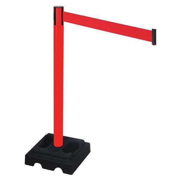 Barrier Post, Blk, Red Belt, 10 ft. Belt L