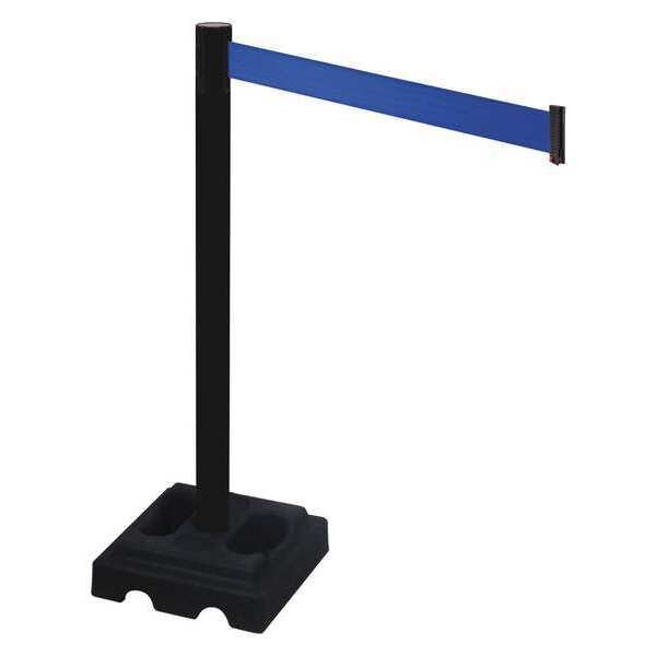 Barrier Post, Blk, Blue Belt, 10 ft. Belt L
