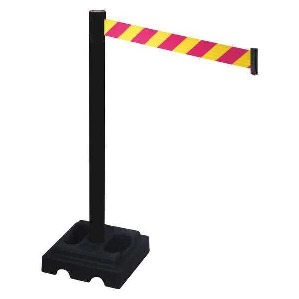 Barrier Post, Black, Magenta/Yellow Belt