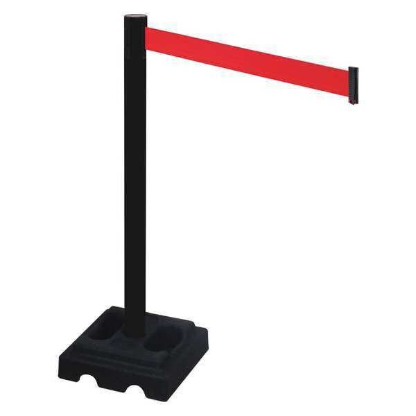 Barrier Post, Black, Red Belt, Square