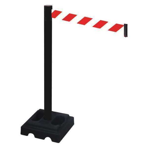 Barrier Post, Black, Red/White Belt, Square