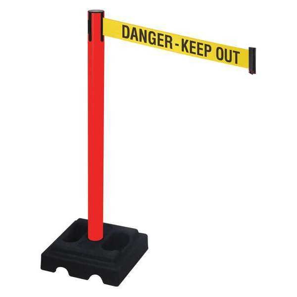 Barrier Post, Ylw/Blk Text, Square, 40in. H