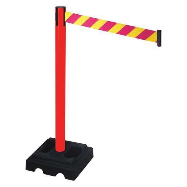 Barrier Post, Blk, Magenta/Ylw Belt