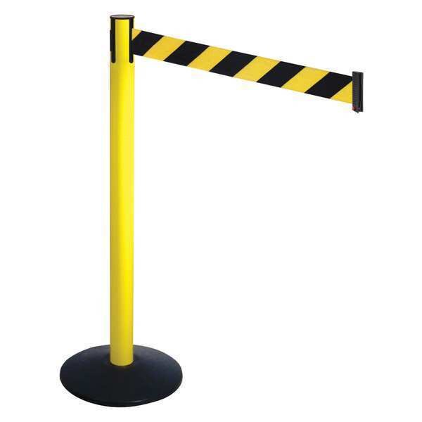 Barrier Post, Blk, Blk/Ylw Belt, 3in Belt W