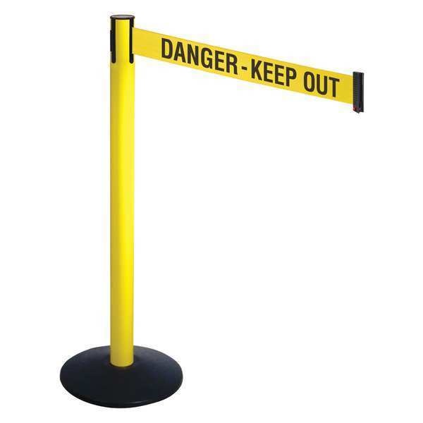 Barrier Post, Ylw/Black Text, 3 in. Belt W