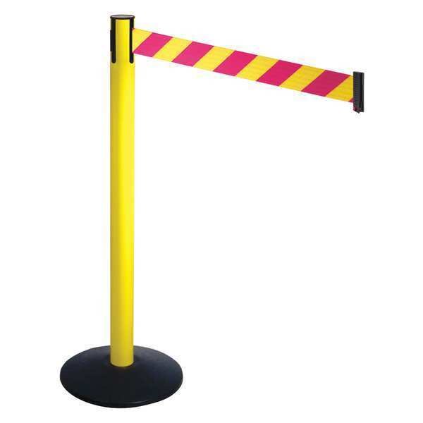 Barrier Post, Black, Magenta/Yellow Belt