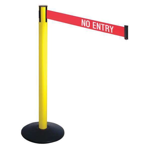 Barrier Post, Black, 3 in. Belt W, No Entry