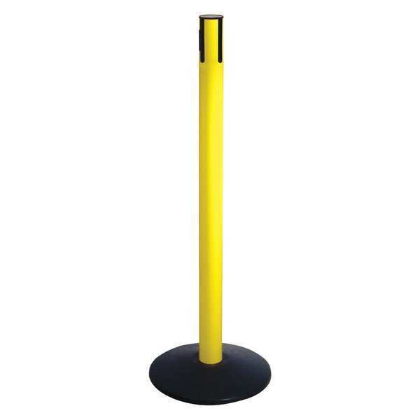 Belt Barrier Rcvr. Post, Yellow, Cast Iron