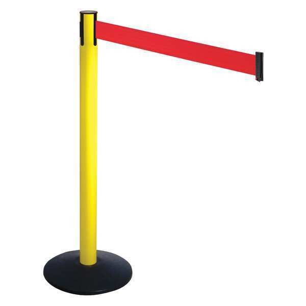 Barrier Post, Black, Red Belt, 3 in. Belt W