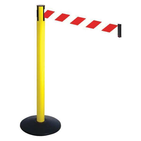 Barrier Post, Red/White Belt, Sloped, 40inH