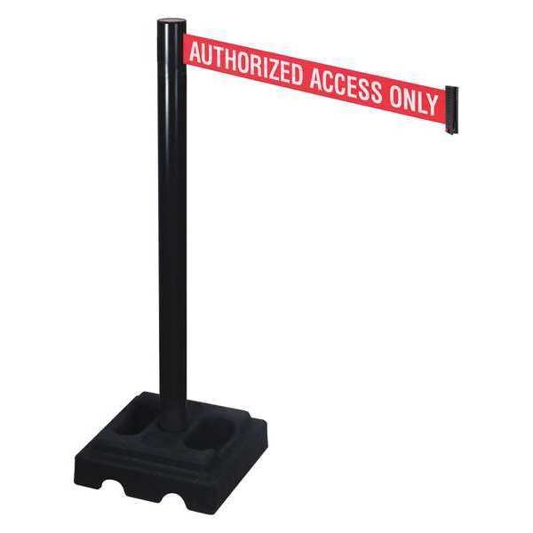 Barrier Post, Blk, 3in Belt W, 10ft. Belt L