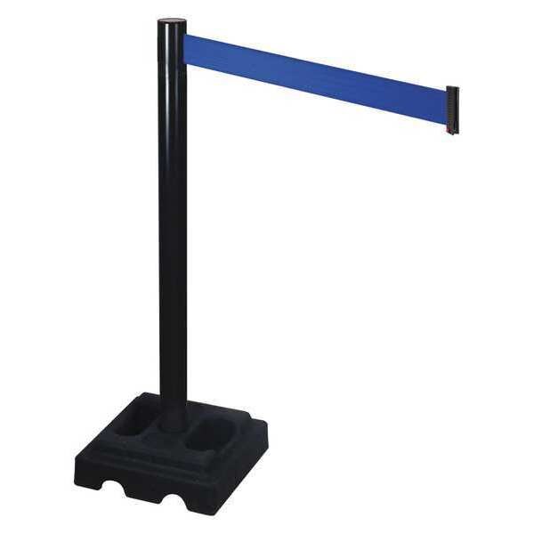 Barrier Post, Black, Blue Belt, 10ft Belt L