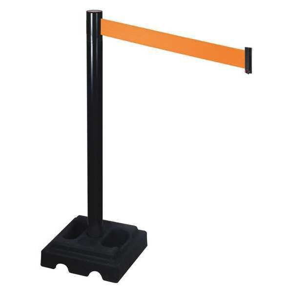 Barrier Post, Black, Orange Belt, Square