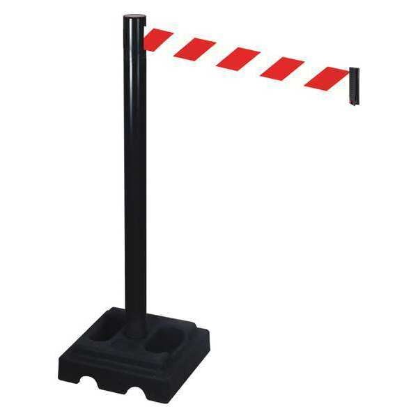 Barrier Post, Black, Red/White Belt, Square
