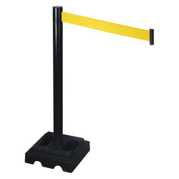 Barrier Post, Black, Yellow Belt, Square