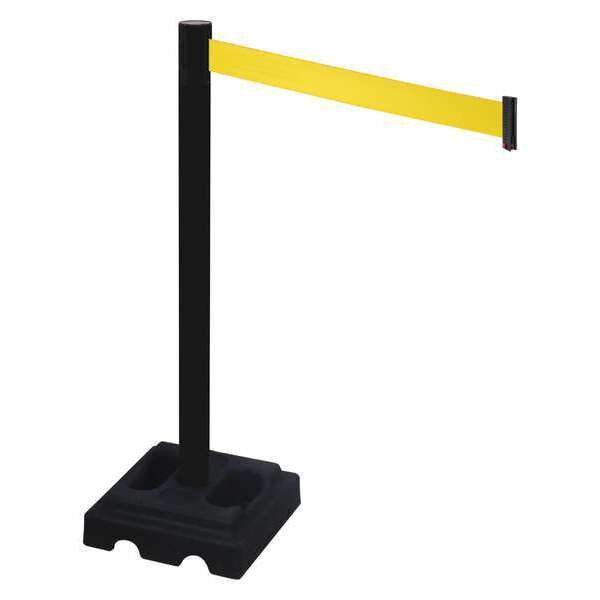 Barrier Post, Black, Yellow Belt, Square