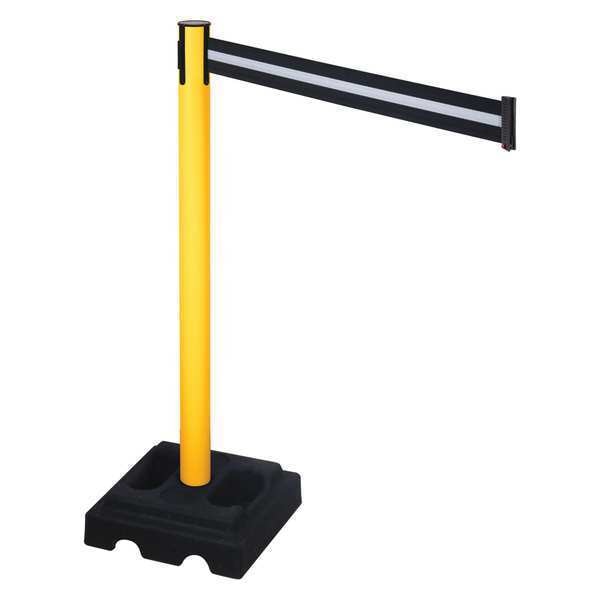 Barrier Post, Black, Blk/White Belt, Square