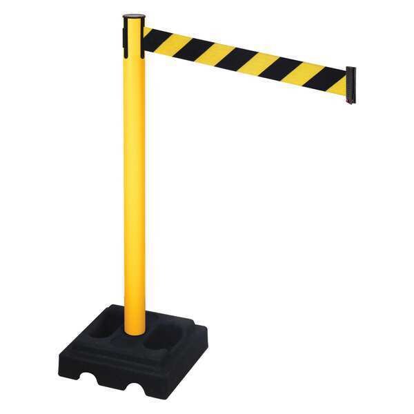 Barrier Post, Blk/Ylw Belt, Square, 40in. H