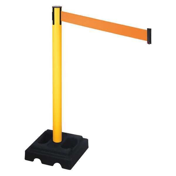 Barrier Post, Blk, Orange Belt, 10ft Belt L