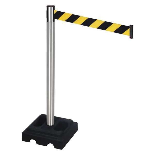 Barrier Post, Blk, Blk/Ylw Belt, 3in Belt W