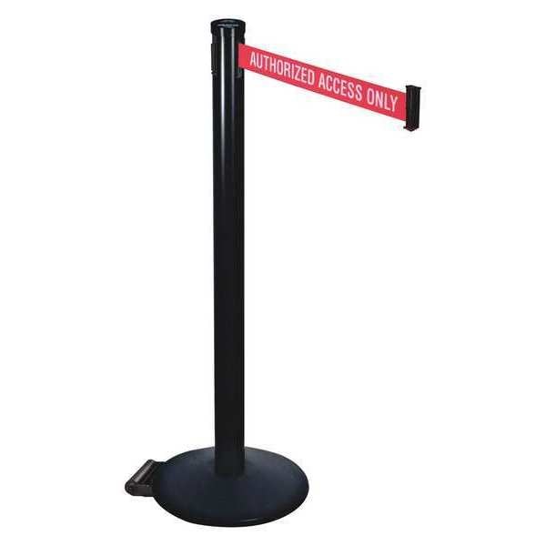 Barrier Post, Black, Red/White Belt Text