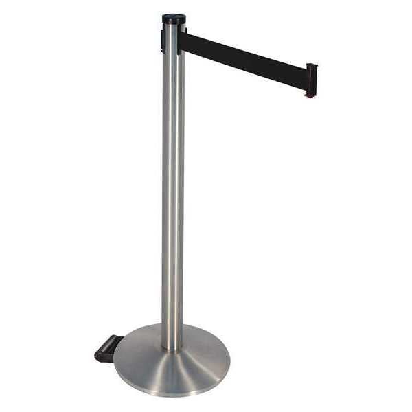 Barrier Post, Blk Belt, w/Wheels, 40 in. H