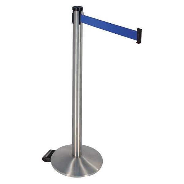 Barrier Post, Blue Belt, w/Wheels, 40 in. H