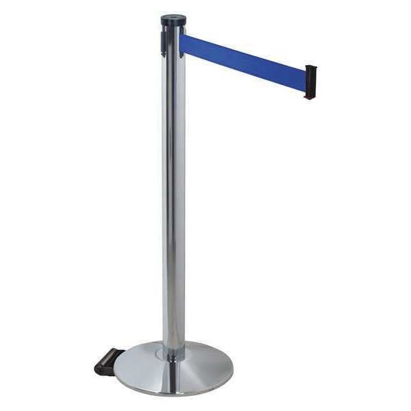 Barrier Post, Gray, Blue Belt, 2 in. Belt W