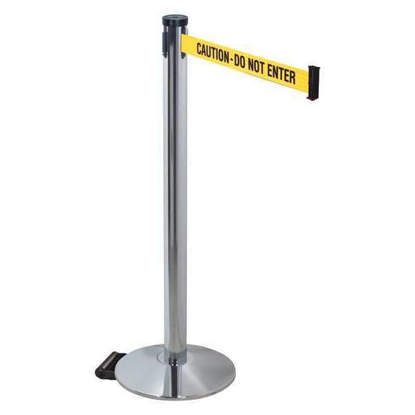 Barrier Post, Gray, Ylw/Blk Text, 40 in. H