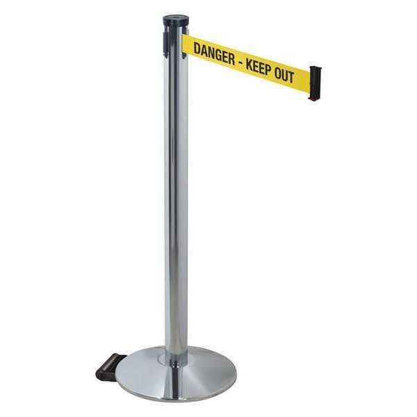Barrier Post, Gray, Ylw/Blk Txt, 2in Belt W