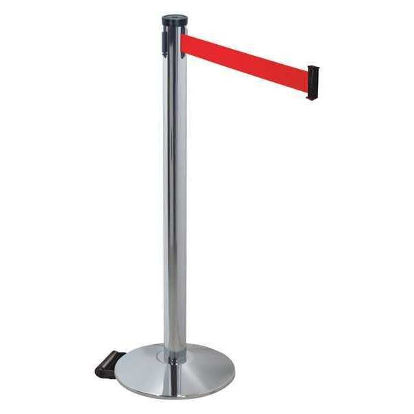 Barrier Post, Gray, Red Belt, 2 in. Belt W