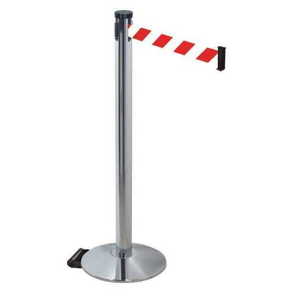 Barrier Post, Gray, Red/White Belt, 40in. H
