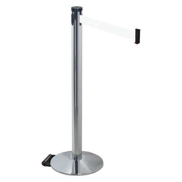 Barrier Post, Gray, White Belt, 2in. Belt W