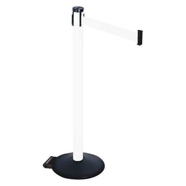 Barrier Post, PVC Post, Black, White Belt