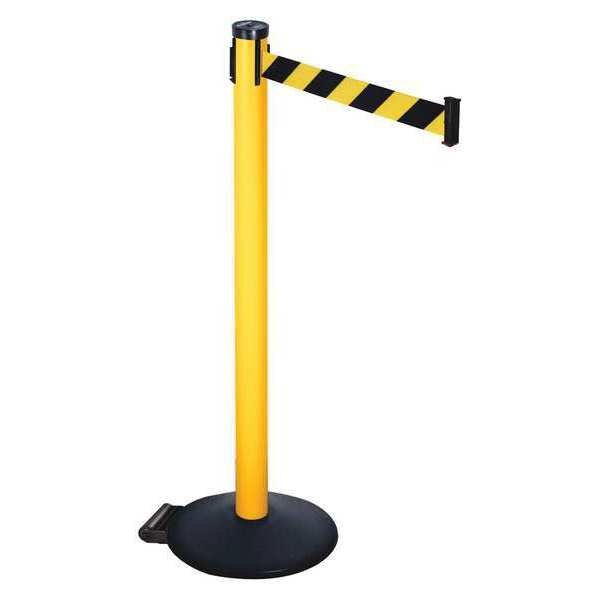 Barrier Post, Black/Ylw Belt, 2 in. Belt W