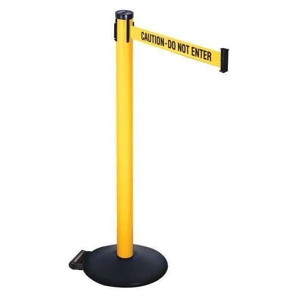 Barrier Post, Ylw/Black Text, 2 in. Belt W