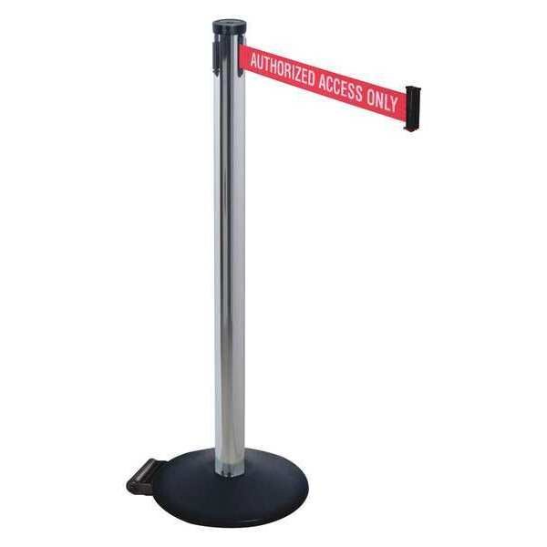 Barrier Post, Black, Red/White Belt Text