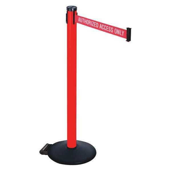 Barrier Post, Red/White Belt Text, Black