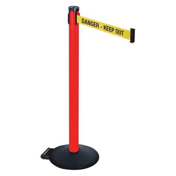 Barrier Post, Ylw/Black Text, 2 in. Belt W