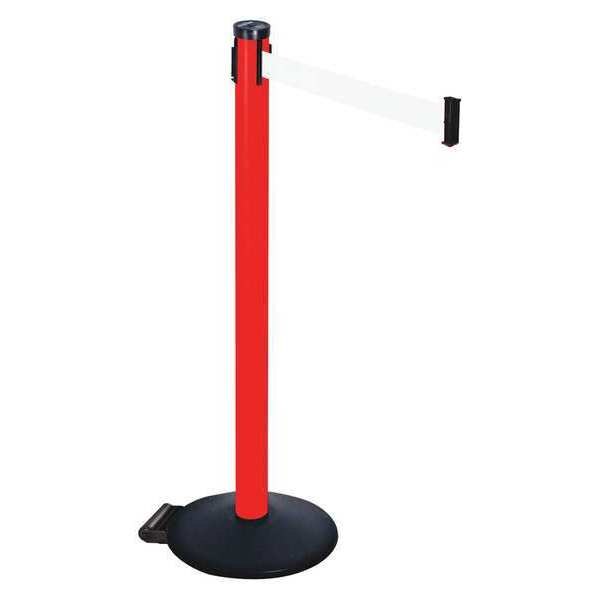 Barrier Post, PVC Post, Black, White Belt