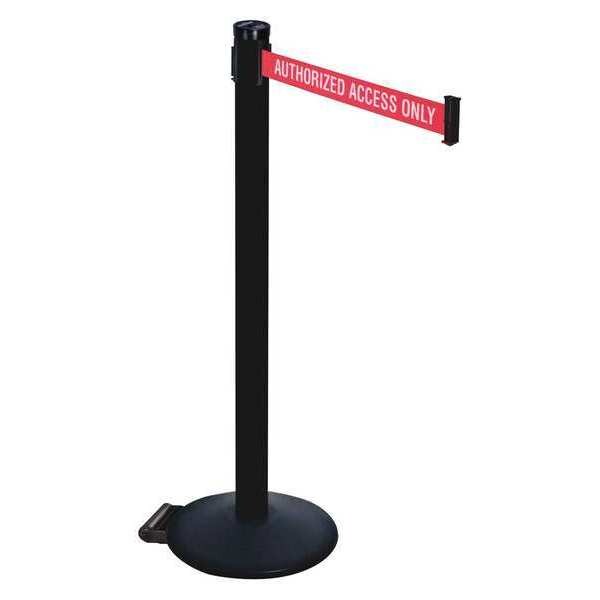 Barrier Post, Red/White Belt Text, Black