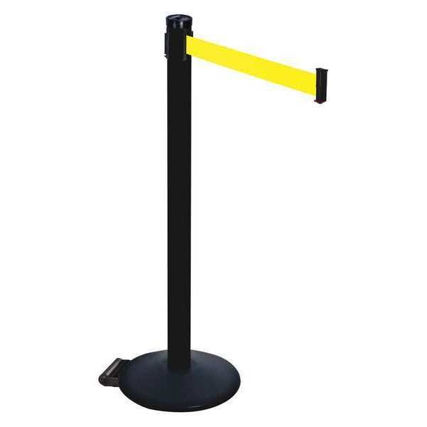 Barrier Post, 2 in. Belt W, Cast Iron Base