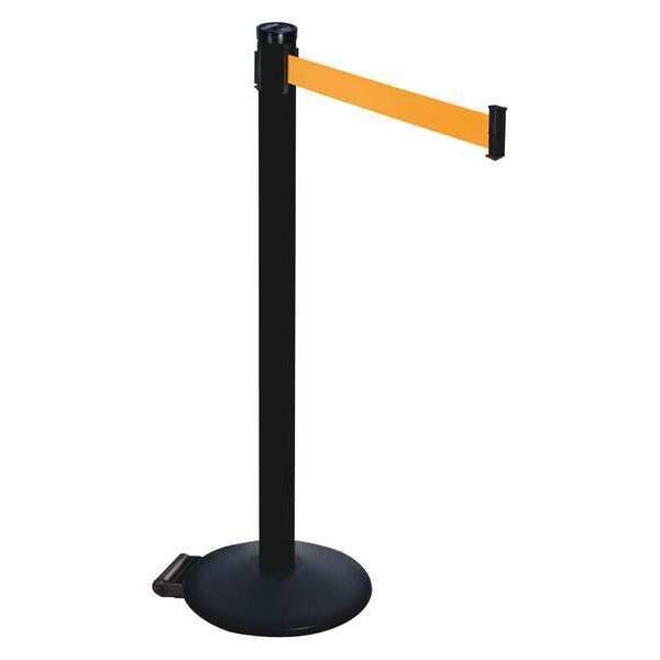 Barrier Post, PVC Post, Black, Orange Belt