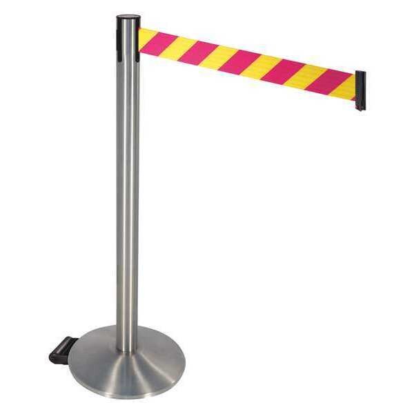 Barrier Post, Satin SS, Magenta/Ylw Belt