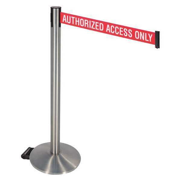 Barrier Post, w/Wheels, Rd/White Belt Text