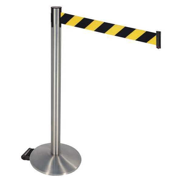 Barrier Post, Black/Yellow Belt, w/Wheels